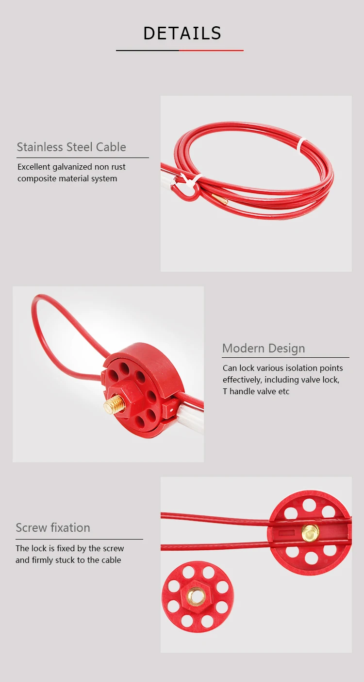 BOSHI Good Price Adjustable Wheel Type Safety Cable Lockout Devices