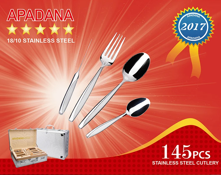 Mirror Polish Stainless Steel Flatware Set 145pcs Factory Price Cutlery