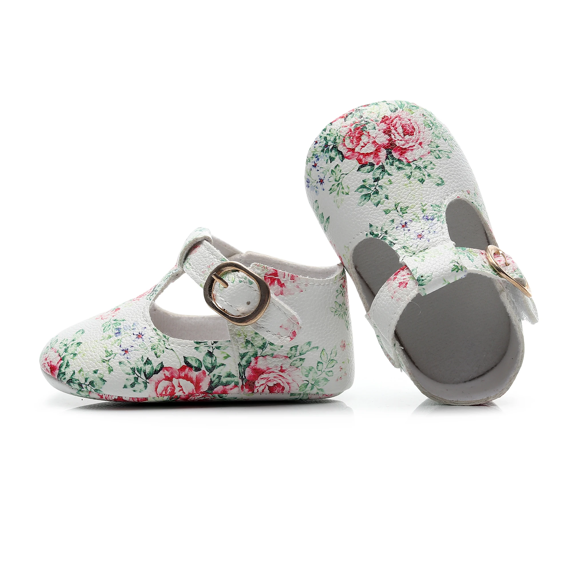 

Baby Shoes Soft Sole Pu Leather Print Floral T-bar Mary Jane Toddler Baby Moccasins Kids Princess Dress Shoes Footwear