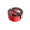 Factory price 2 in 1 Retractable USB micro type c usb cable