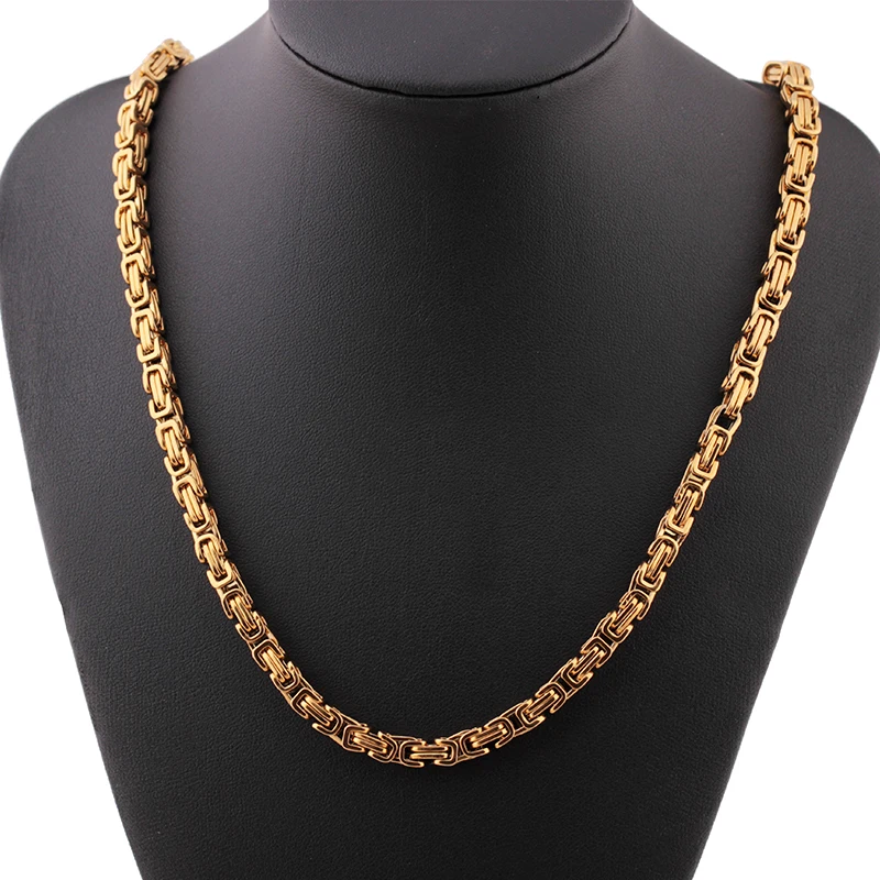 

New fashion men Hip-Hop Style King personality simple gold chain necklace, Gold,silver,gold+silver