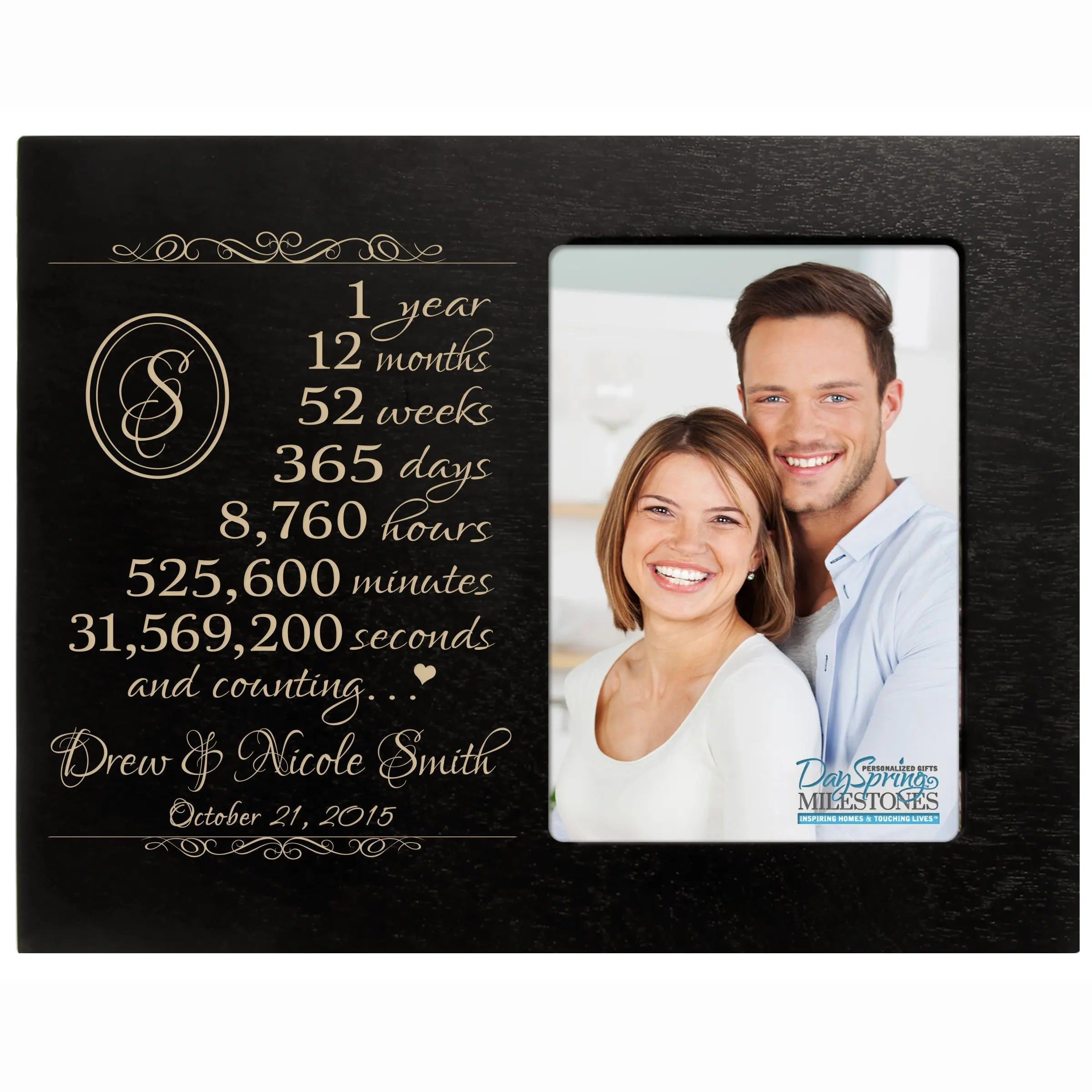 Buy Personalized One Year Anniversary Gift For Her Him Couple Custom Engraved Wedding Gift For Husband Wife Girlfriend Boyfriend Photo Frame Holds 4x6 Photo By Lifesong Milestones Black In Cheap Price On