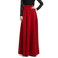 

5XL Plus Size High Waist Pleat Elegant Skirt Red Black Blue Solid Color Long Skirts Women Faldas Saia YY10289