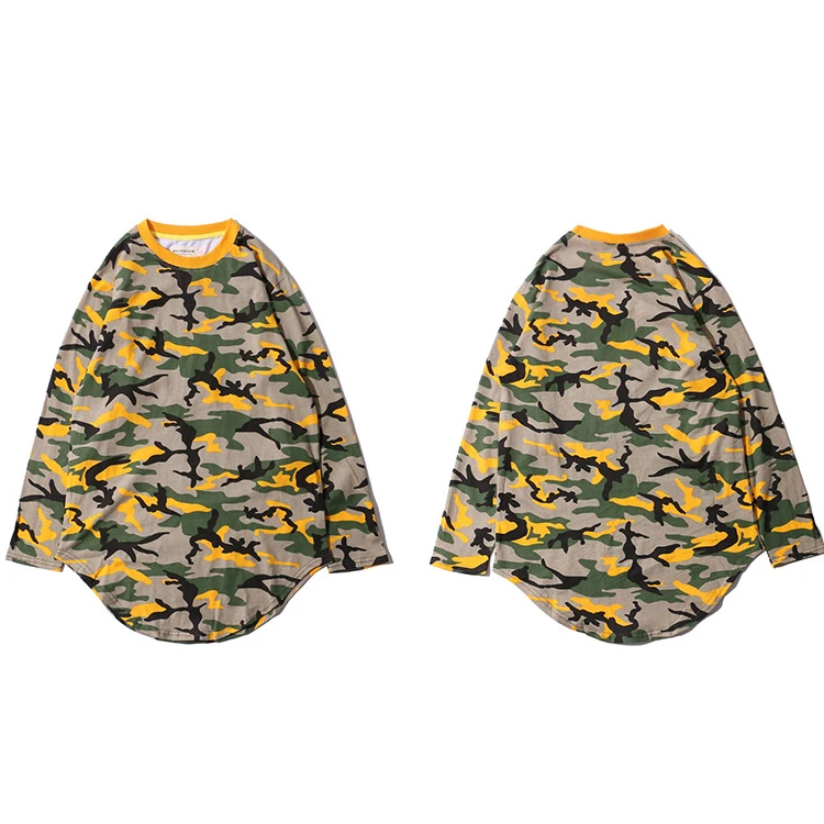 

Wholesale Oversized Long Sleeve Camouflage T Shirt Men