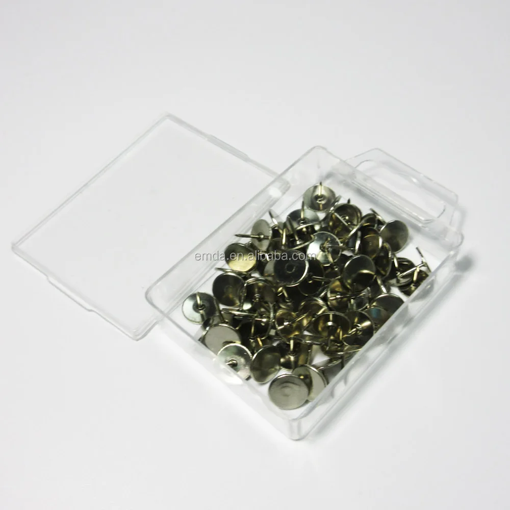 Office Desktop Custom Nickel Silver Metal Flat Head Thumb Tacks Push