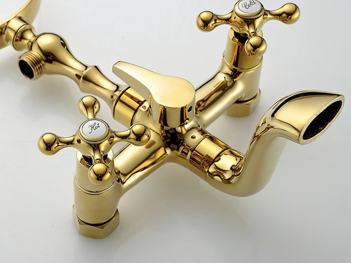 Fapully Wall Mount Diverter gold bath phone holder Tub & Shower Faucet for the bathroom