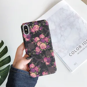 Hard Plastic Water Transfer Retro Floral Mobile Phone Case For iPhone X