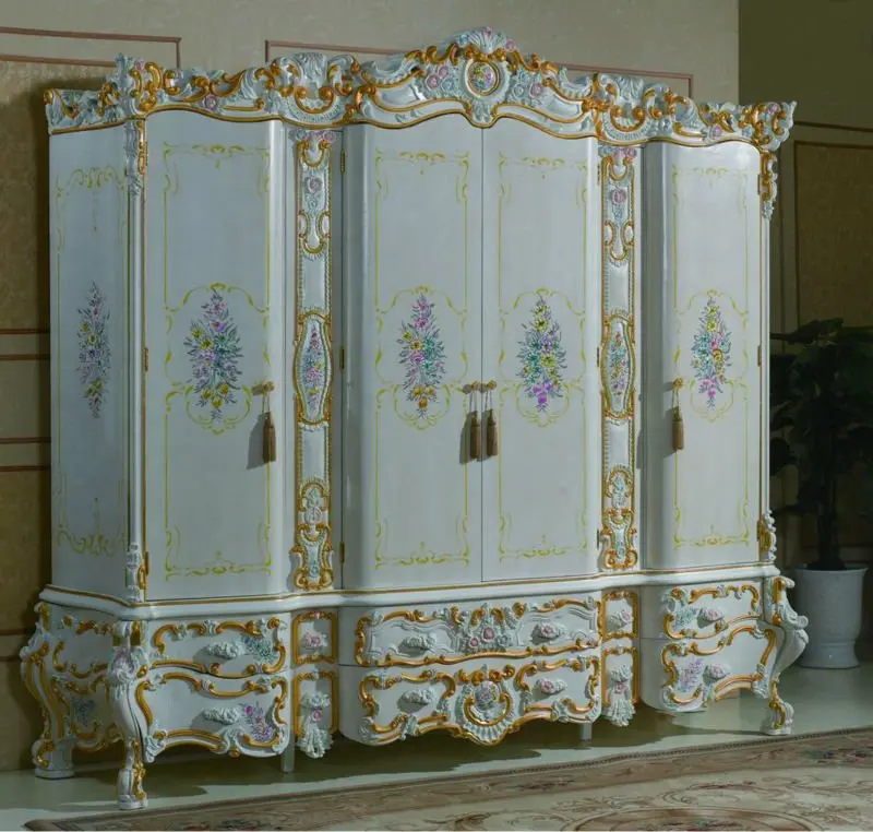 
Europe classis style furniture solid wood hand carved bedroom set Barque style furniture  (632378168)