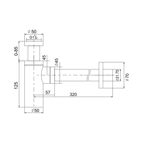 
China Supplier bathroom sink siphon for brass bottle trap with adaptor (J220) 