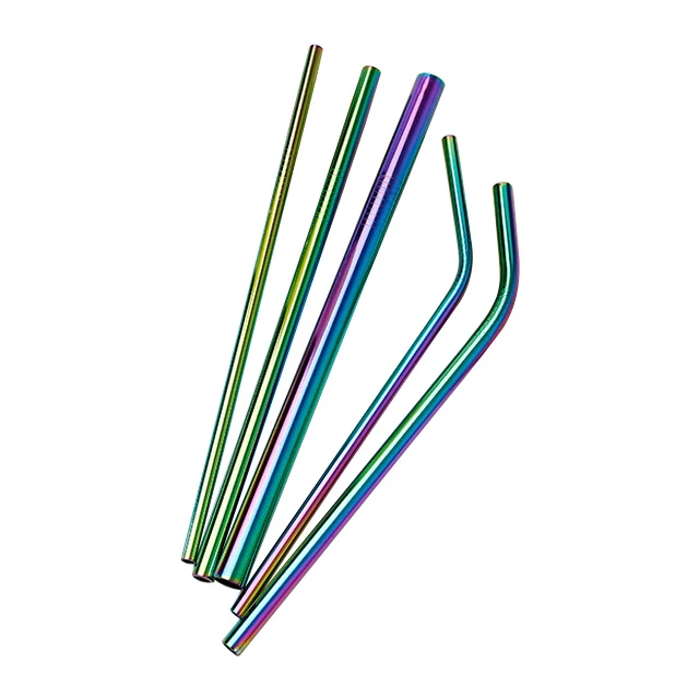 

304 straight and bent colorful stainless steel tumbler 6mm/8mm drinking straws colorful stainless steel straw, Colorfull