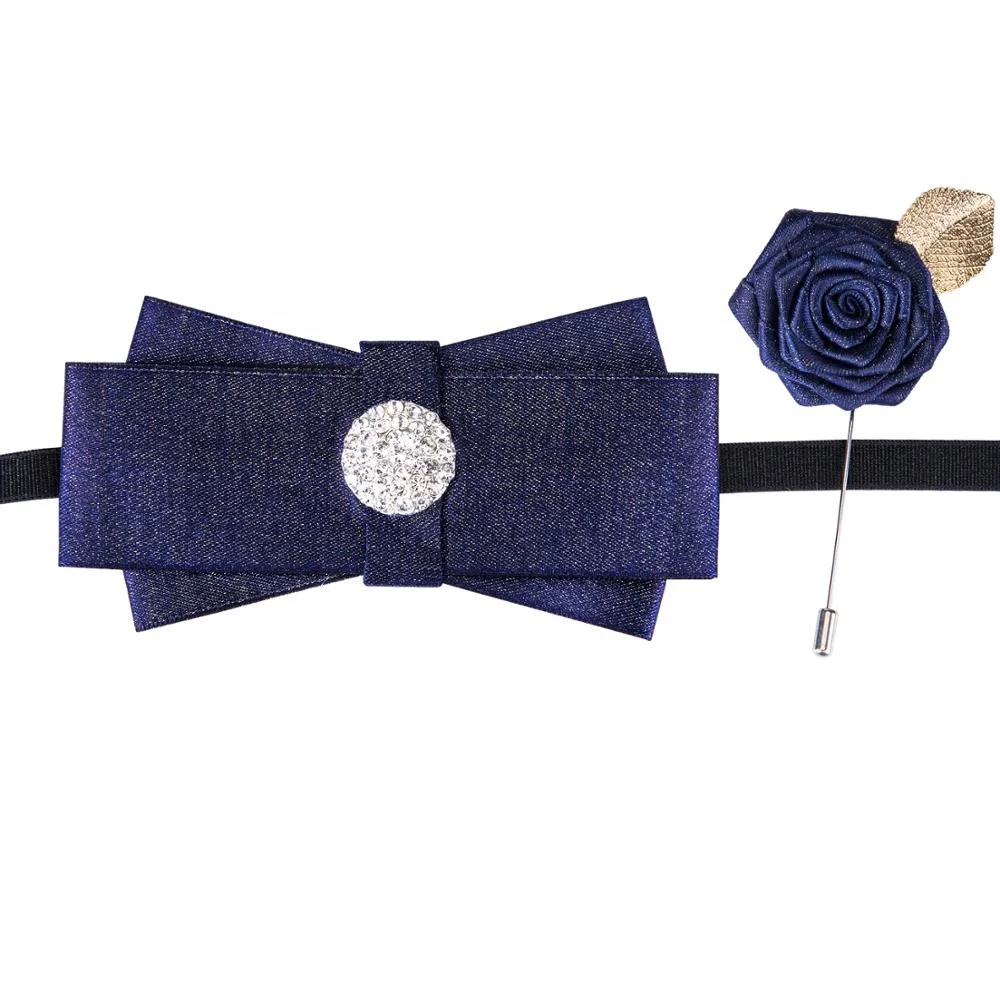 

Free Shipping Wholesale Mens Crystal Navy Lapel Pin Flower Bowknot Brooch Bow Tie