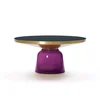High end elegant tempered glass side table bent glass table Bell coffee table in round shape