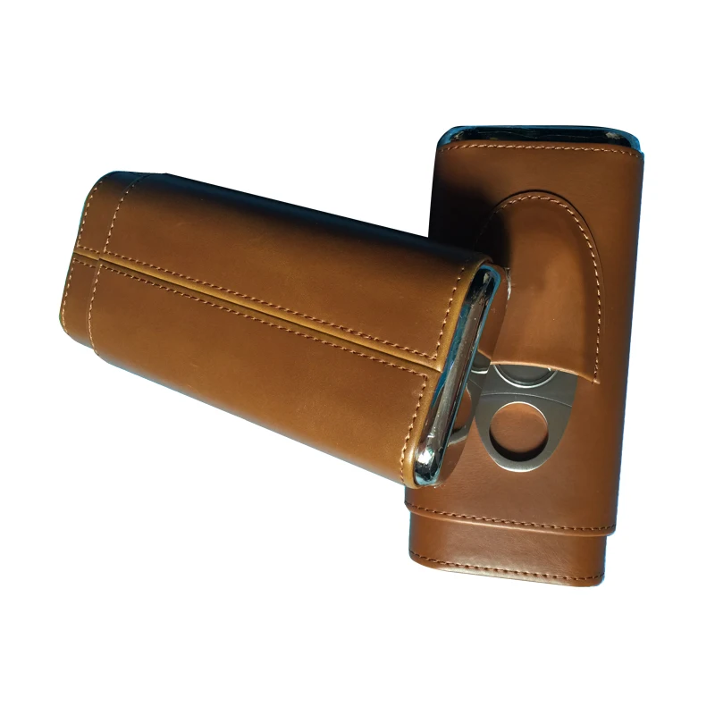 
Leather Travel Cigar Case Humidor With Cigar Cutter Genuine Leather Cigar Case 