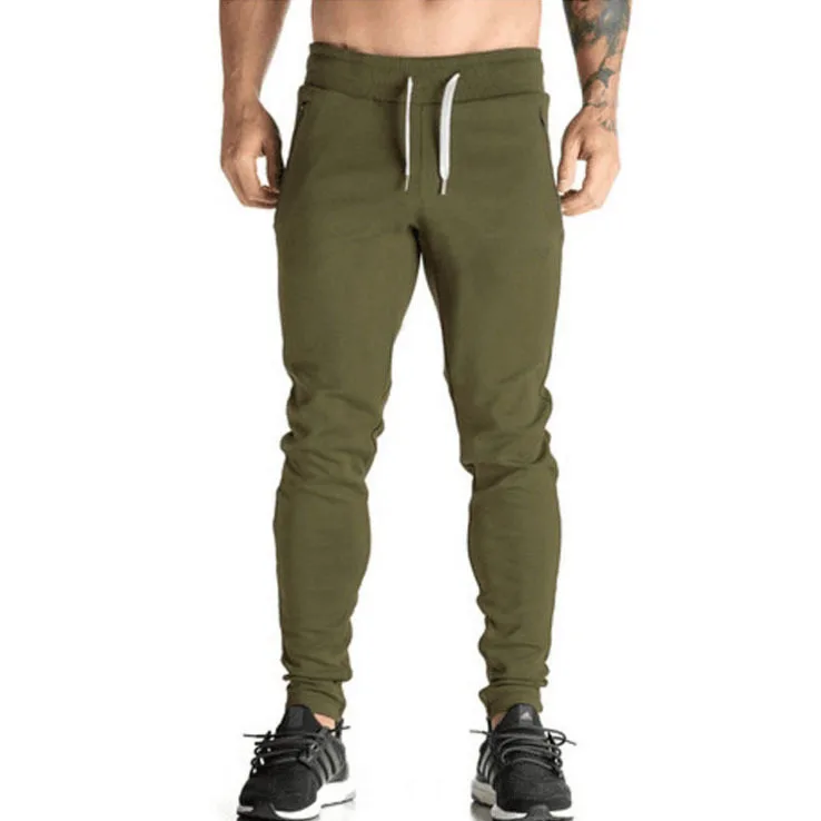 

Mens Zip Jogger Trousers Casual Gym Fitness Tracksuit Slim Fit Sweat Pants, Black;army green