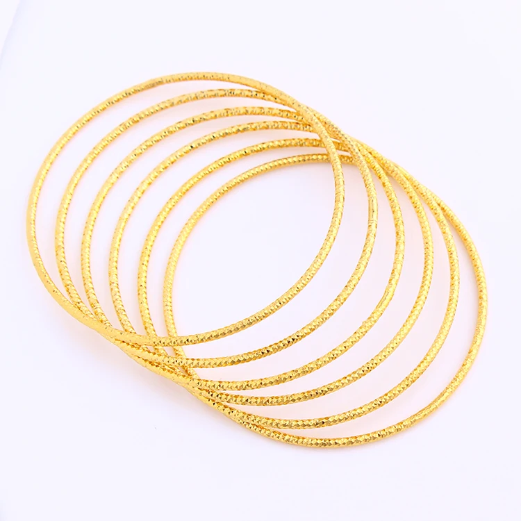 JH Thin Gold Plated Simple Design Bangle Popularity Jewelry For Girls And Ladies For Gift