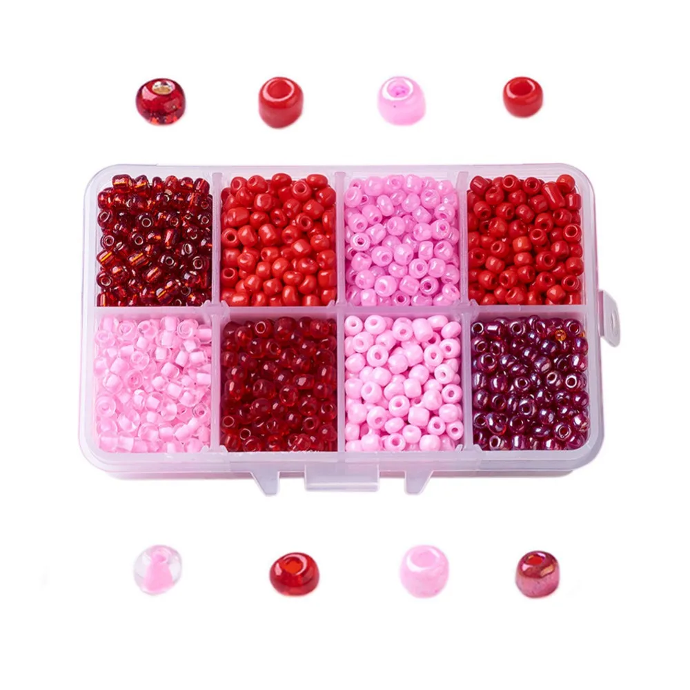 Pandahall 8 Colors 4mm Opaque Round Glass Seed Beads Boxes For Waist