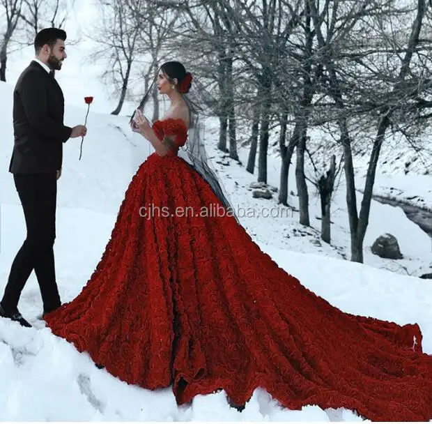 red rose wedding dress