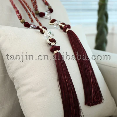 
Thin Rope Straps Connection Tassel Tieback With Beads 