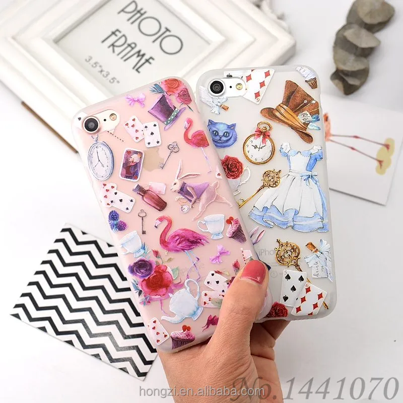 

For iPhone 8 X Case for 6s Case Cartoon Alice In Wonderland TPU Silicone Soft Matte Cover for 7 6s Plus Phone Cases Cute