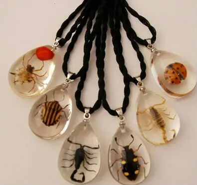 

luminous amber insect rope necklace jewelry waterdrop insect necklace glow in dark insect amber necklace