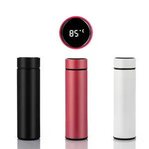 Image of Double Wall Insulated Vacuum Flask Smart Stainless Steel Water Thermal Bottle With LCD Touch Screen Waterproof customsize logo