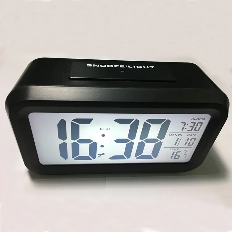 
Large LCD Display Digital Alarm Low Light Sensor Technology Soft Night Light Easy to Set and Watch Digital Alarm Clock 
