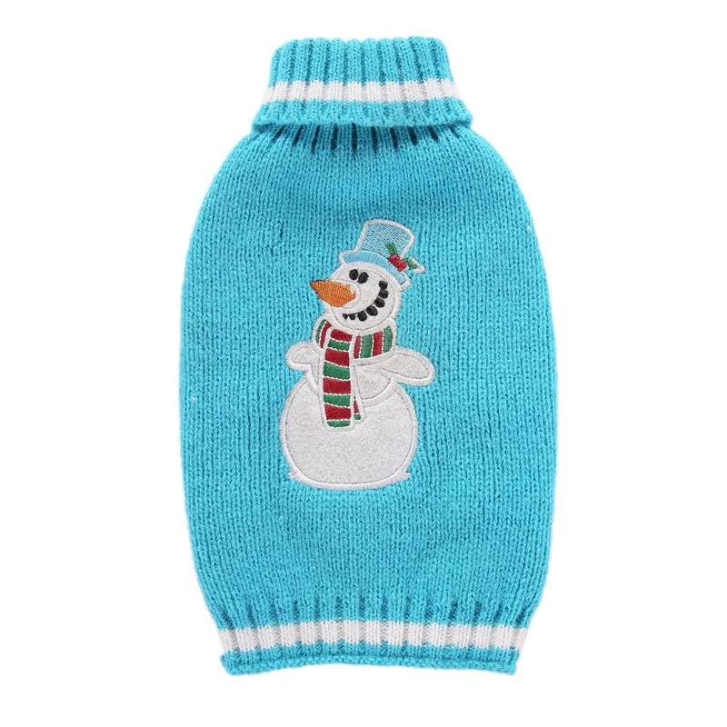 

JY469 Christmas pet sweater blue snowman embroidered big dog clothes, As photo