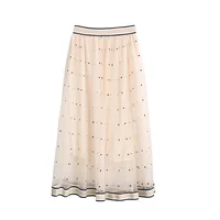 

Women Girls Fashion Stylish Gray Beige Black Fall Winter High Waist Formal Long Mesh Skirts Skirt