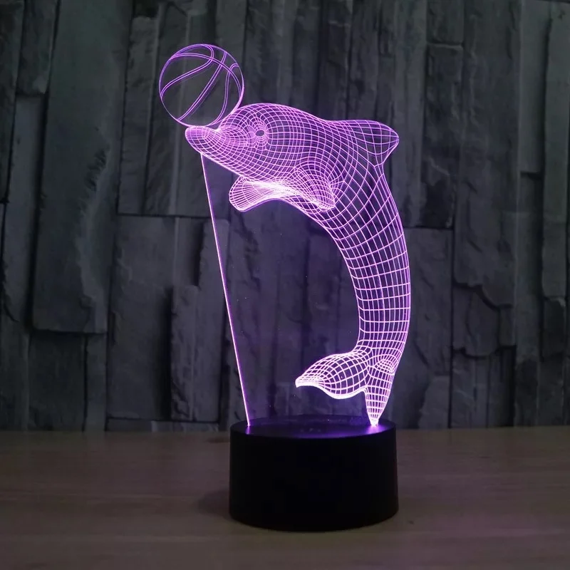Various Kinds Animal fishes Shark Dolphin 3D Visual Night Light table Lamp LED RGB Colors 3d led lamp