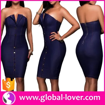 strapless jean dress