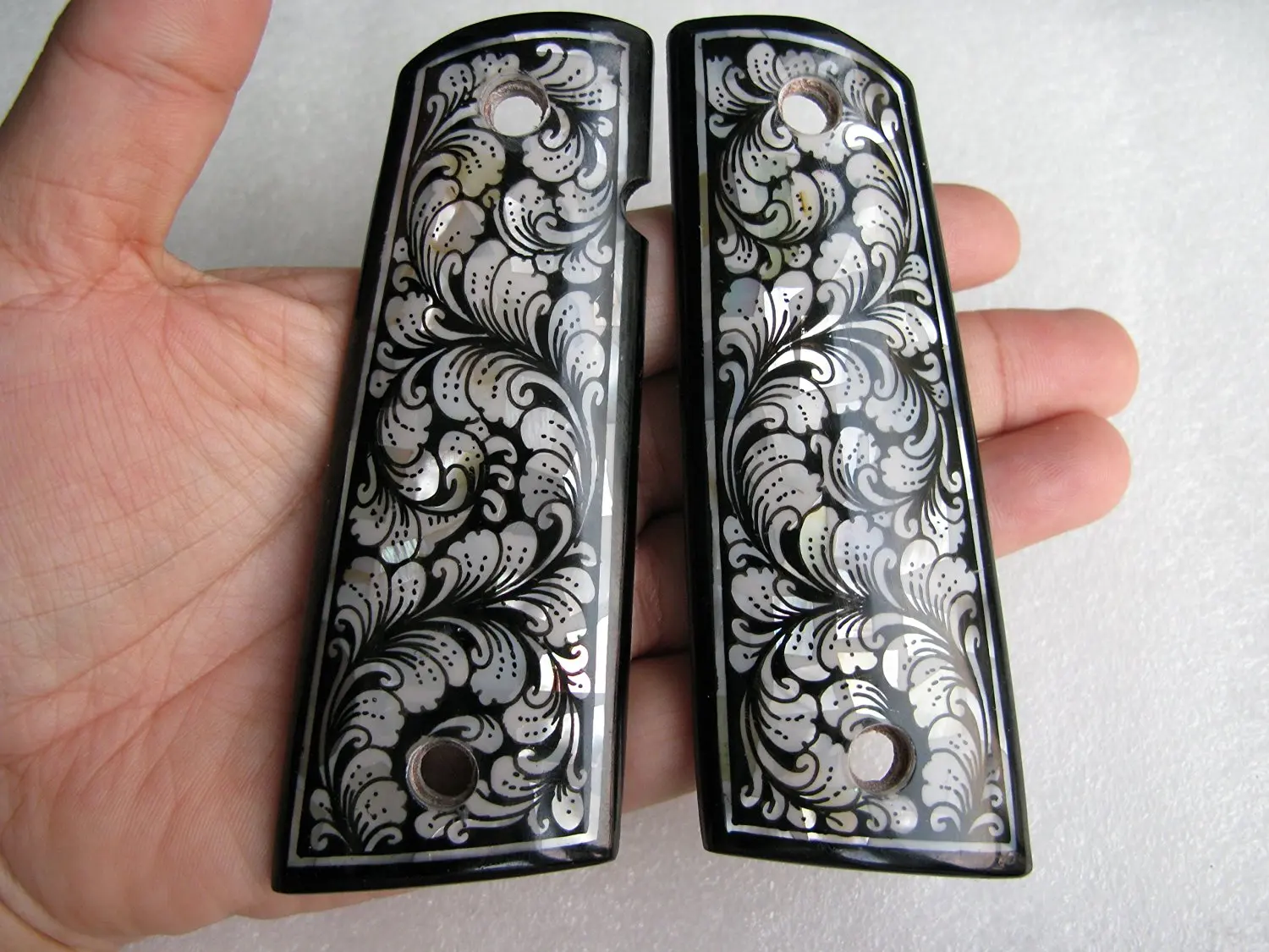 Buy Handmade Thai art Mother of pearl inlay on hard wood grips Grips