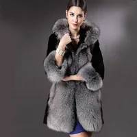 

Fur Hooded Coat Long Style Best Quality O-Neck For Lady