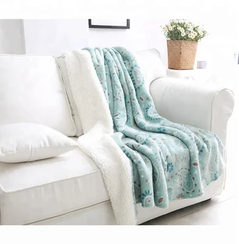 Coral Fleece Fleece Blanket Mint Green Sherpa Throw - Buy ...