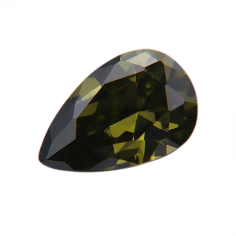 

Wuzhou Pear Peridot Shape Cut Diamond Cubic Zirconia Jewelry Stones CZ