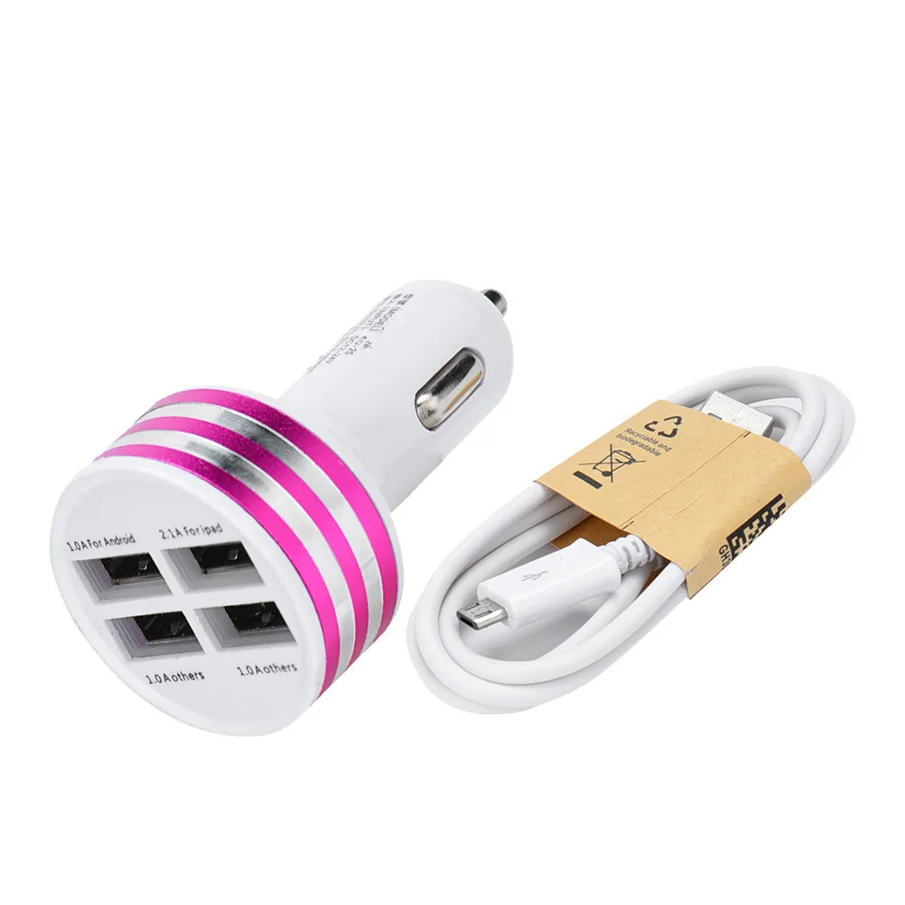 

Universal 4 Ports USB Cable+Charger Kits Travel Charger USB Set, Blue/silver/gold/red/green