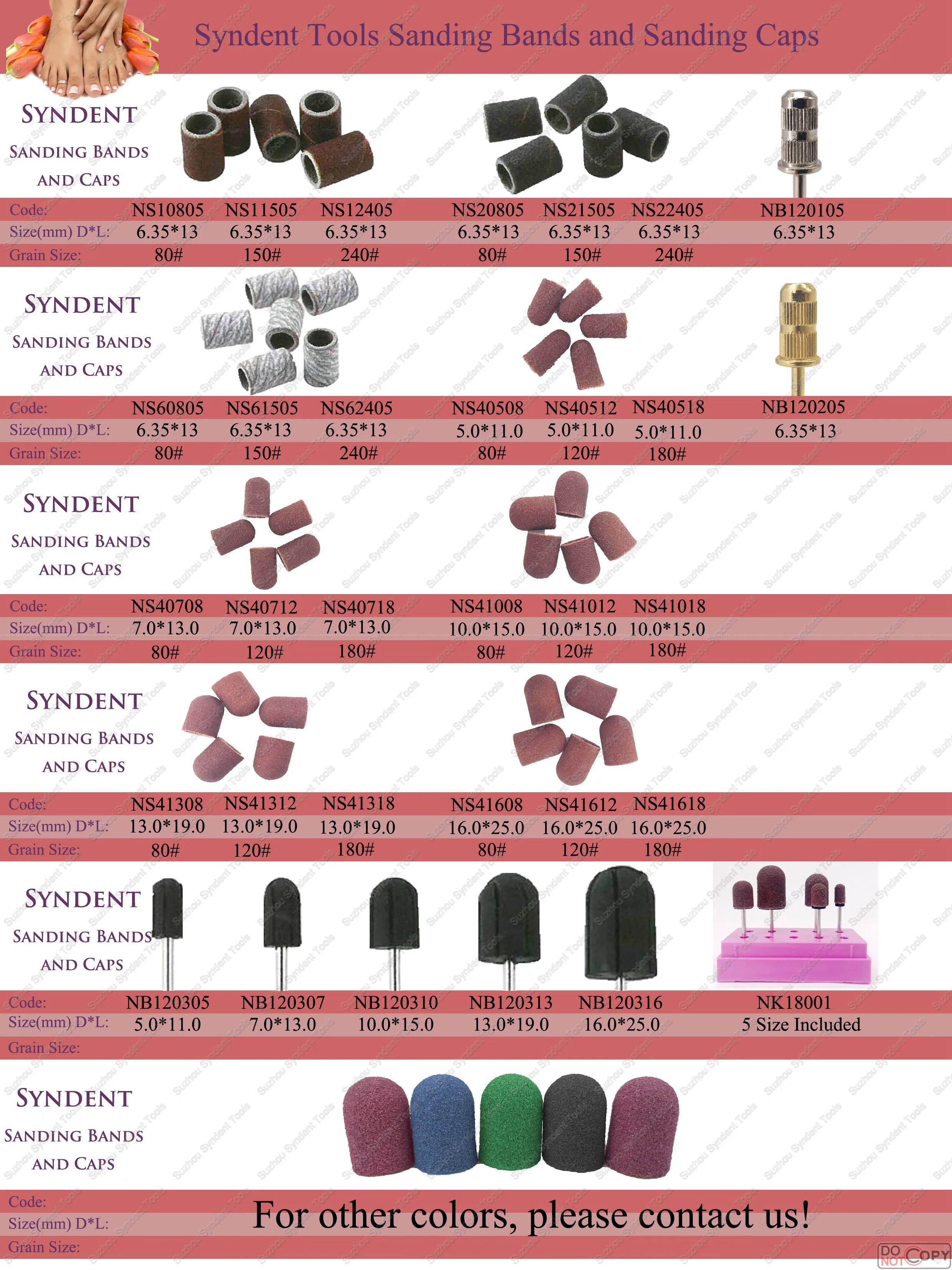 Sanding band and caps