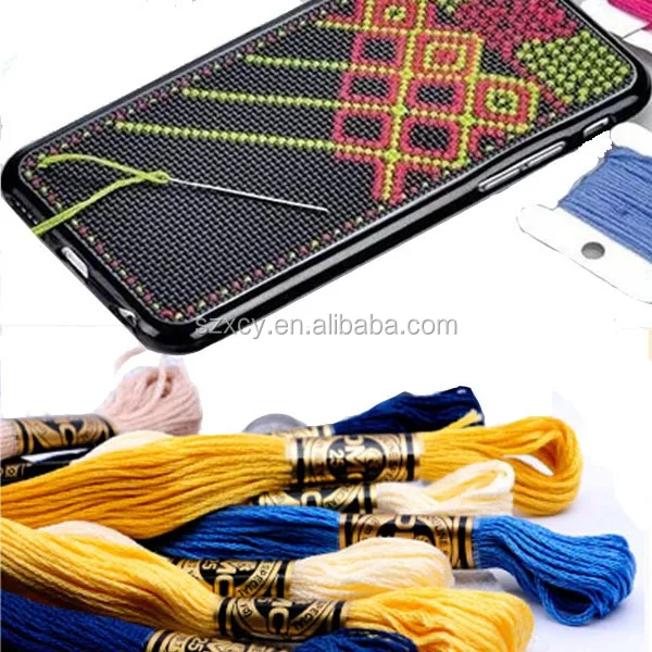 

DIY colorful grid mesh cross stitch mobile phone back cover case for iphone 6 6s, N/a