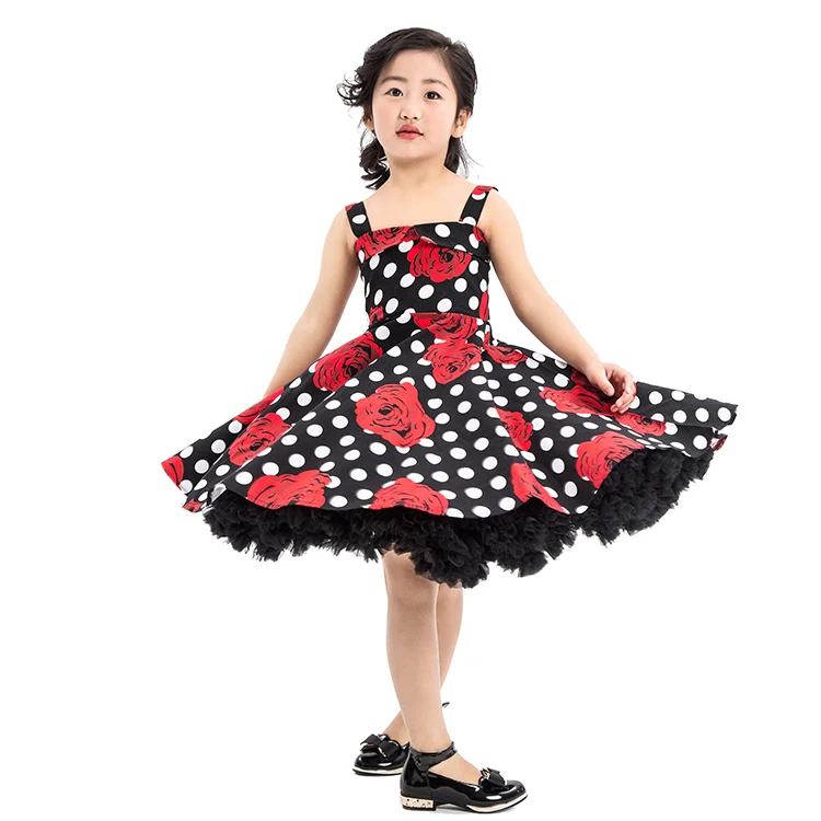 

Children 1950s wear printed floral girls party baby girl dress, Multi-color