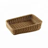 Handmade decorative cheap price plastic rattan rectangle bread basket tray