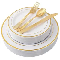 

Party Supplies Disposable Silverware Dinnerware Gold Plastic Dinner Set