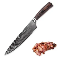 

8 inch high carbon 7Cr17 stainless steel butcher cooking tools kitchenware knife Damascus laser pattern kitchen Chef knives
