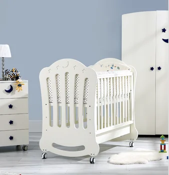 Claudia 6 In 1 Baby Crib White Solid Pine Wood Convertible Cot