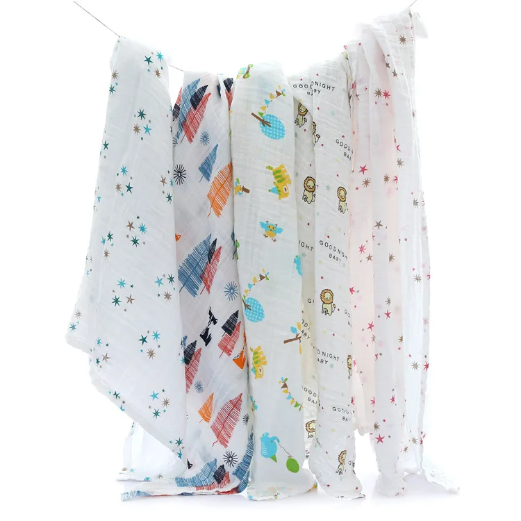 Cotton Baby Muslin Wraps Swaddle Blanket Organic Bamboo Custom Print Muslin Blankets Buy