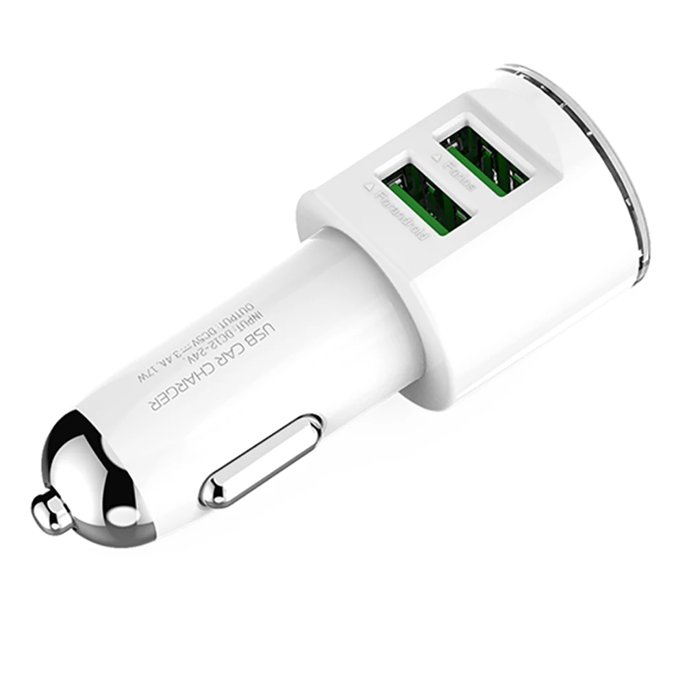 

Ldnio high quality 2 usb port 3.4A Android car charger for mobile phone, White