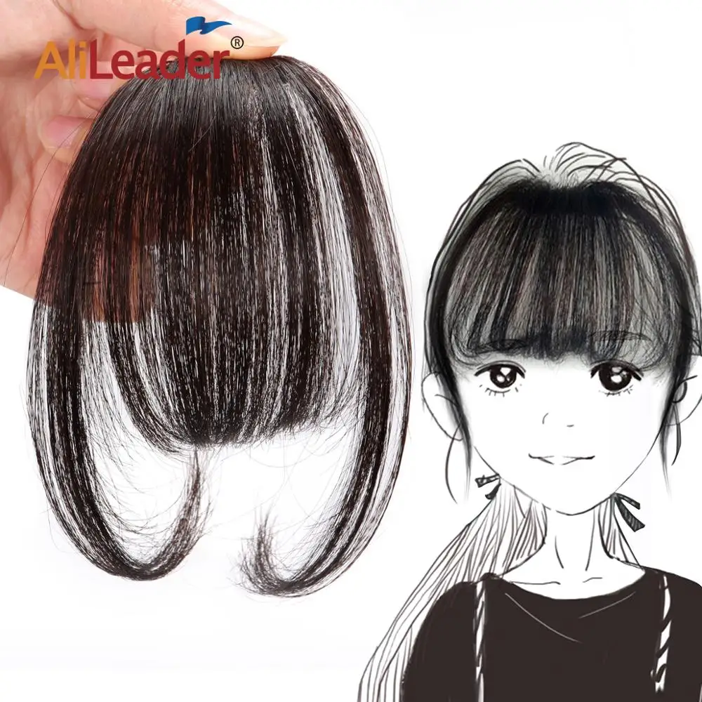 

AliLeader Long Blunt Bangs hair Clip-In Extension Fringe 100% Real Natural False hairpiece For Women Clip In Bangs, Picture