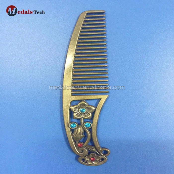 Custom antique bronze plated retro metal cutting hair comb wholesale