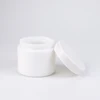 New arrival 15 30 50 gram round ceramic cosmetic glass packaging opal white face cream glass container jars with cap