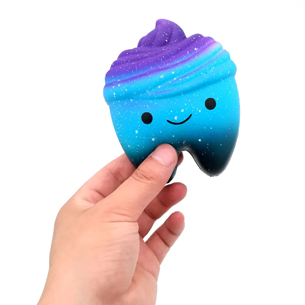 
Soft stress reliever smiley face blue starry beautiful jumbo pack galaxy squishy tooth 