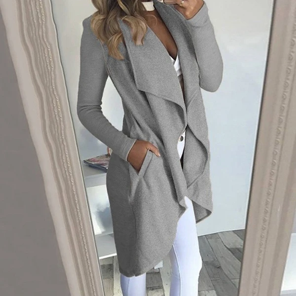 

2018 Hot New Autumn and Winter Woman Long Woolen Windbreaker Show Your Demeanor, Beige