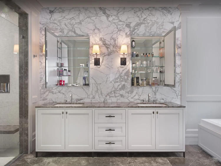 欧式浴室镜柜白色浴室柜墙装饰